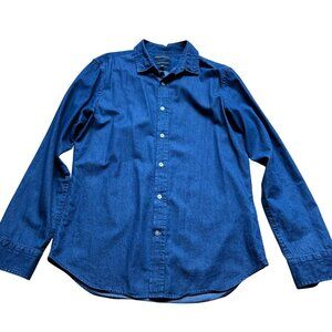 Banana Republic Men Size M Blue Denim Grant Slim Fit Long Sleeve Button-Up Shirt